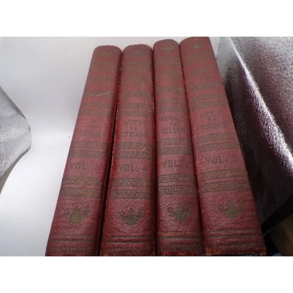 Library‎ of Knowledge 1930 Antique 4 Volume Set Teachers Supply Co Red Hardcover
